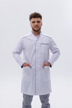 Медичний халат Осло білий-св. Сірий 50 2000000474526 фото
